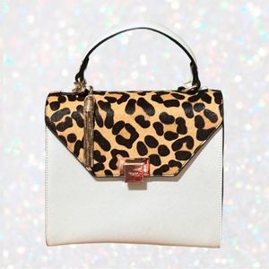 🆕 NEW Dune London White & Leopard Print Fur Handbag Purse